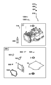 Cylinder Group Diagram and Parts List for 09P902-0018-H5 020000 - 09Z999 Briggs and Stratton Engine